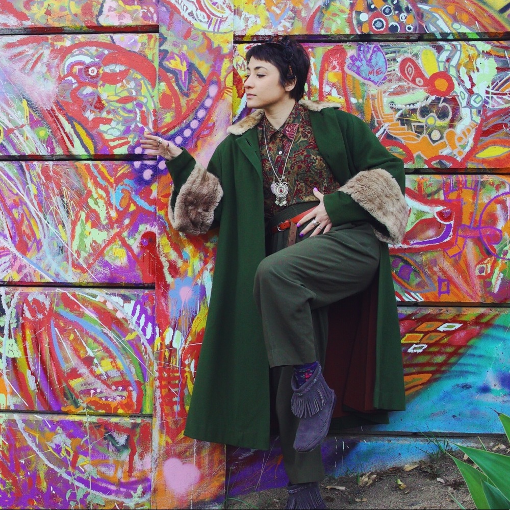 Beautiful long green vintage fur coat 💚🏆👌🏼